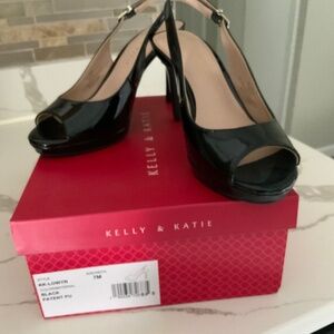 Katie & Kelly Black peep toe sling back heels